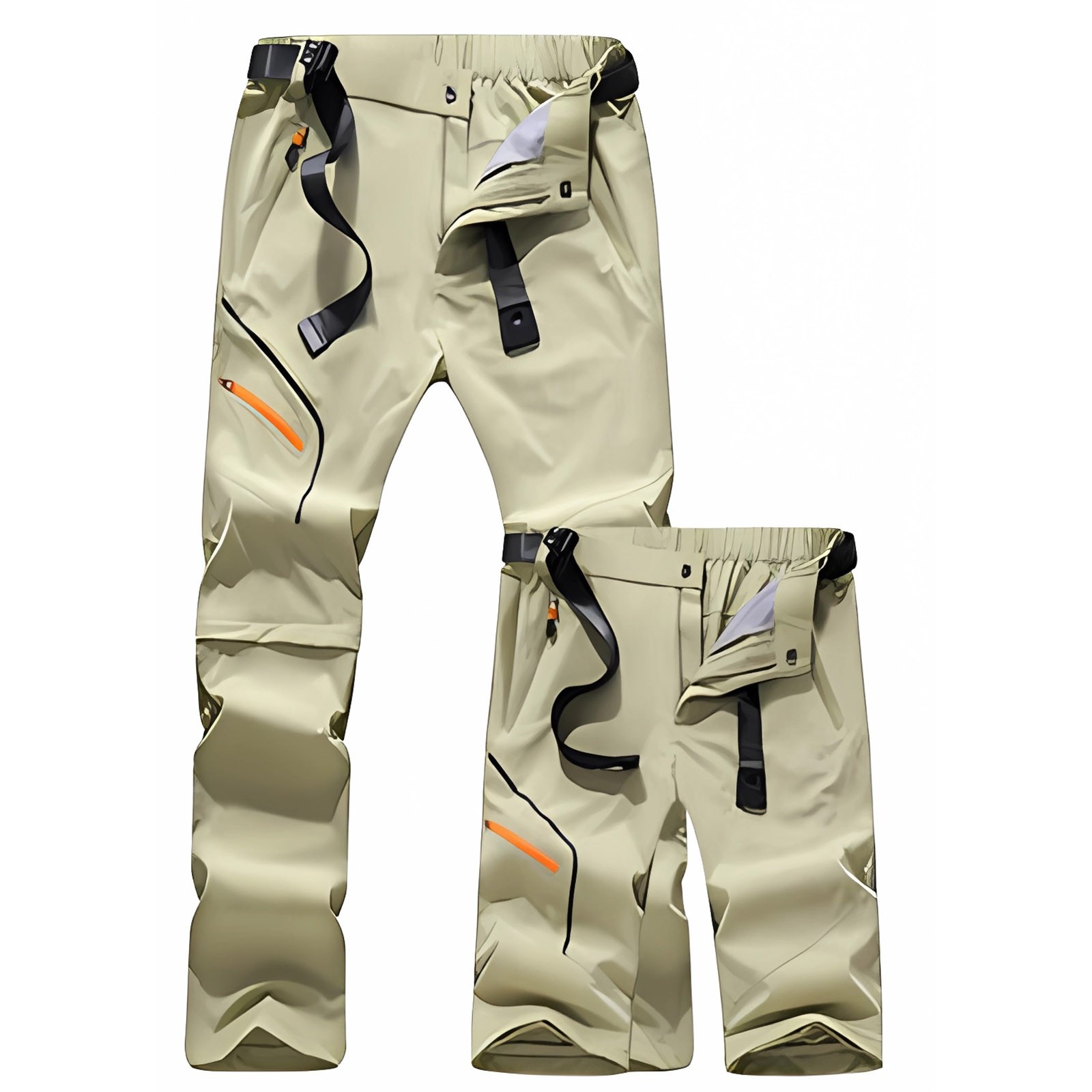 thumbnail image 4 of Pantalones de senderismo con cremallera desmontable para hombre: nailon transpirable, secado rápido, cintura ajustable con cinturón, adecuados para deportes al aire libre, 4 of 8